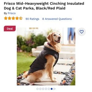 Adorable, Frisco cinching dog jacket in black and plaid, XLl
